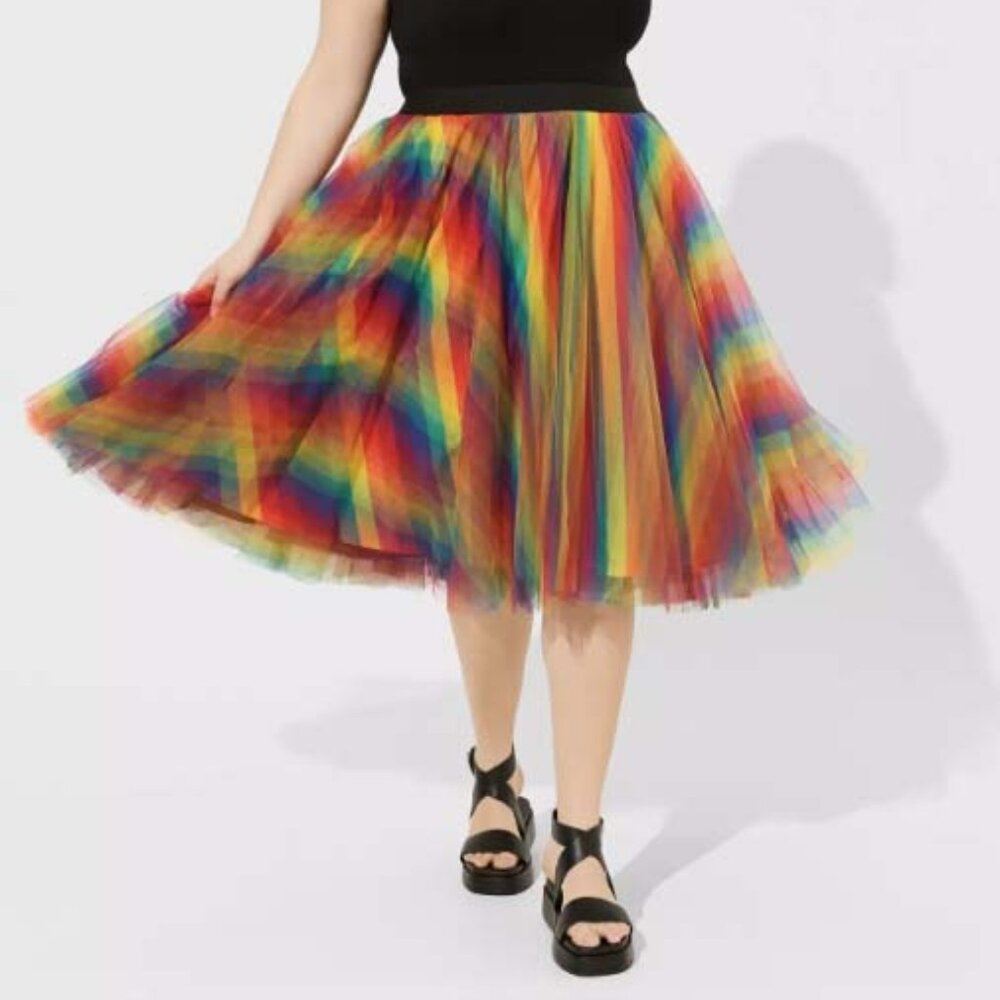 Torrid Rainbow Tulle Midi Circle Skirt Size 3 - New No Tags